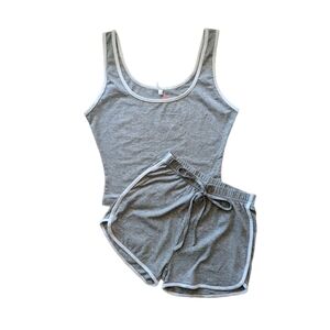 Gray tank top and shorts set